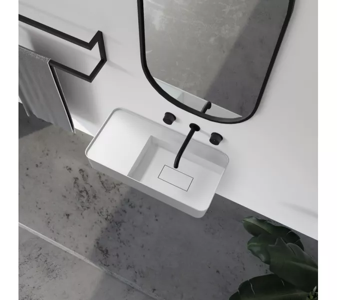 Раковина подвесная ABBER Stein AS2627-0.8 белая матовая, Выбрать размер: 80*40, изображение 4