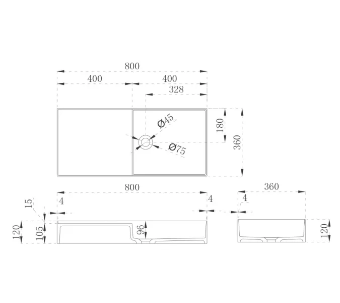 Раковина подвесная ABBER Stein AS2648 белая матовая, изображение 5