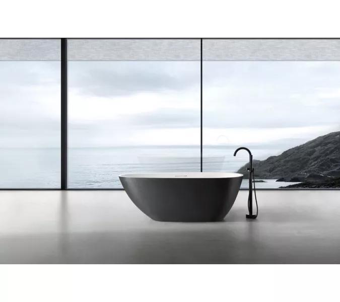 Ванна из искусственного камня ABBER Dortmund 170х75 черно-белая матовая, Выбрать цвет: Черный / Белый, изображение 8