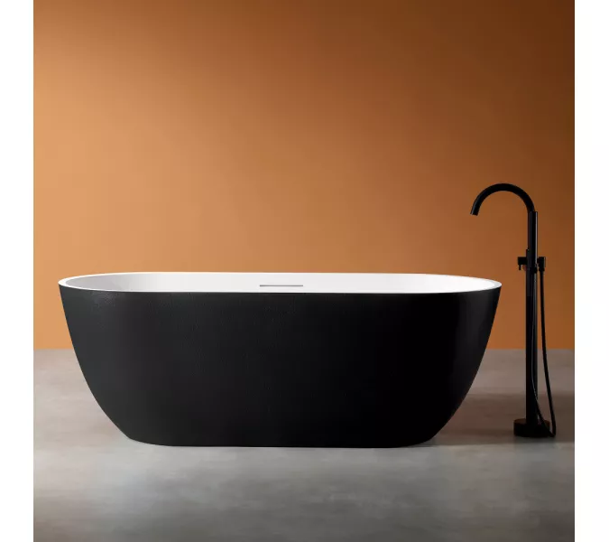 Ванна из искусственного камня ABBER Frankfurt 170х75 черно-белая матовая, Выбрать цвет: Черный / Белый