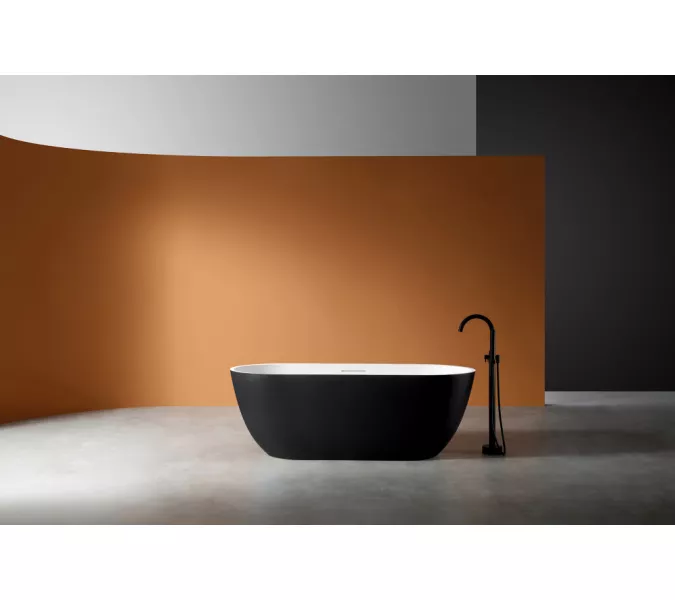 Ванна из искусственного камня ABBER Frankfurt 170х75 черно-белая матовая, Выбрать цвет: Черный / Белый, изображение 2