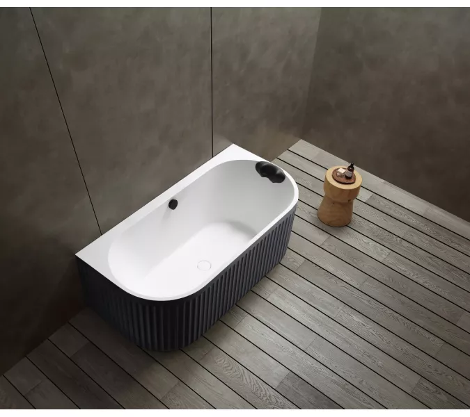 Ванна из искусственного камня ABBER Leipzig 170х80 черно-белая матовая, Выбрать цвет: Черно-белая, изображение 2