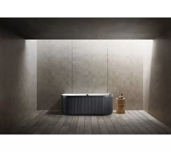 Ванна из искусственного камня ABBER Leipzig 170х80 черно-белая матовая, Выбрать цвет: Черно-белая, изображение 3