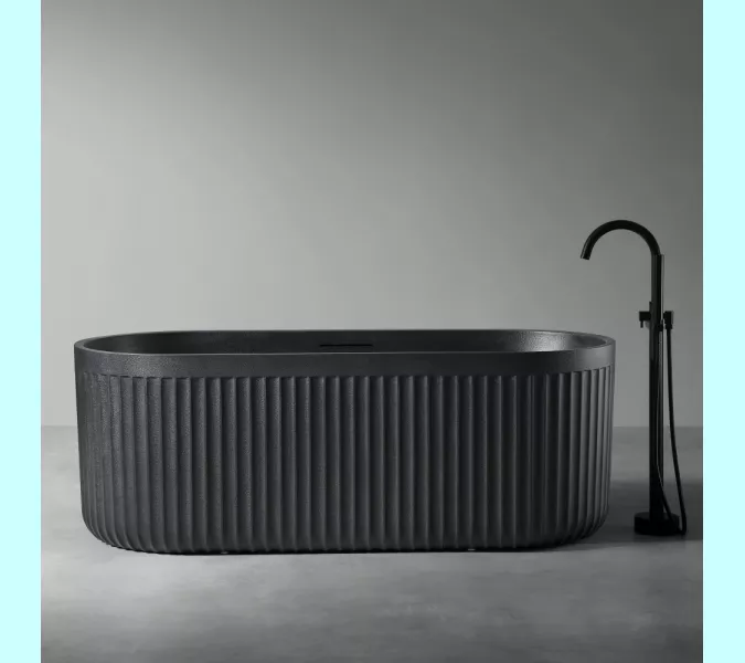 Ванна из искусственного камня ABBER Stuttgart 170х75 черная матовая, Выбрать цвет: Черная, изображение 7