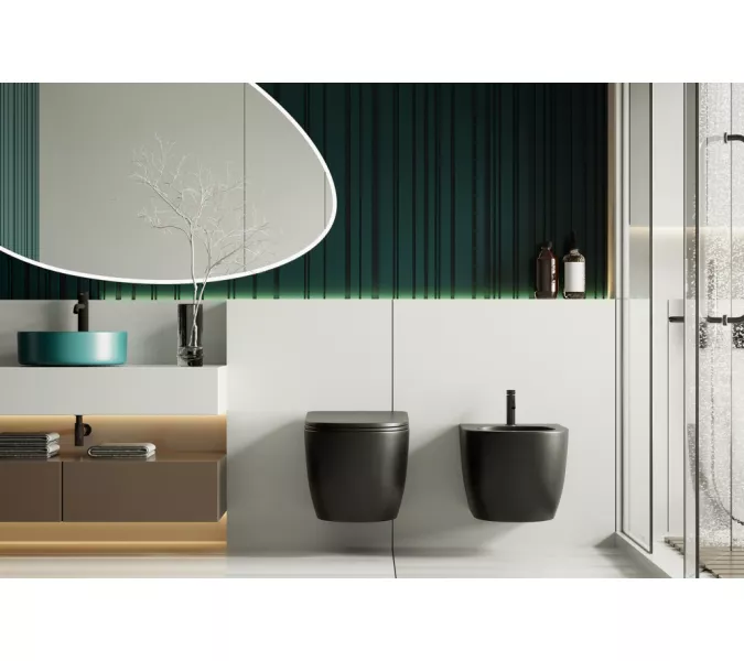 Биде ABBER Bequem AC1150MB подвесное черное матовое, Выбрать цвет: Черный матовый, изображение 2