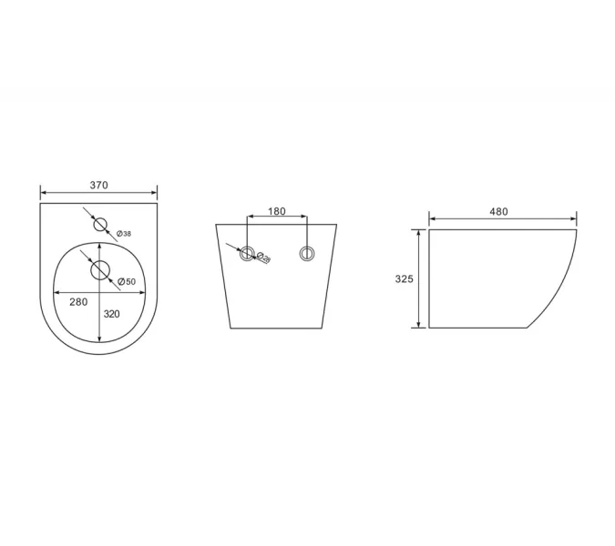 Биде ABBER Bequem AC1150MB подвесное черное матовое, Выбрать цвет: Черный матовый, изображение 7