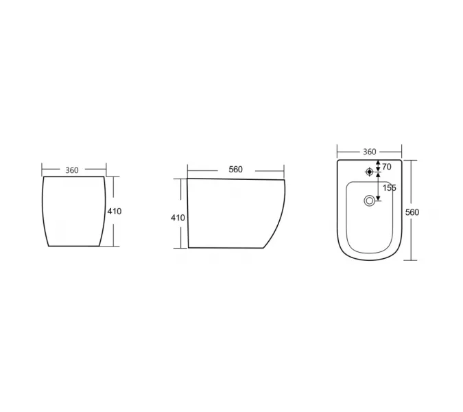 Биде ABBER Bequem AC1152 приставное белое, изображение 7