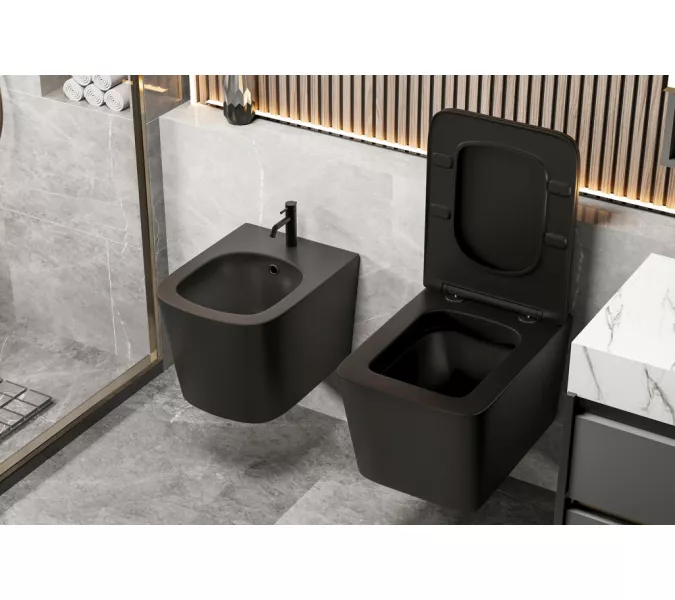 Биде ABBER Rechteck AC1250MB подвесное черное матовое, Выбрать цвет: Черный матовый, изображение 4