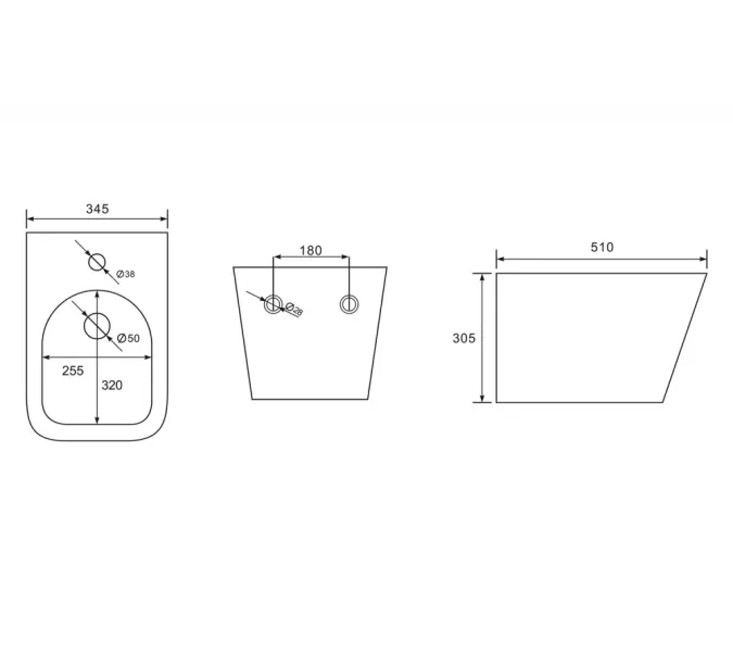 Биде ABBER Rechteck AC1250MB подвесное черное матовое, Выбрать цвет: Черный матовый, изображение 8