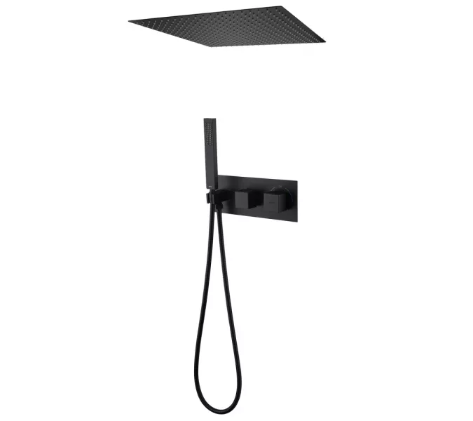Душевая система ABBER Daheim AF8255B скрытого монтажа без излива, термостат, черная матовая, Выбрать цвет: Чёрный