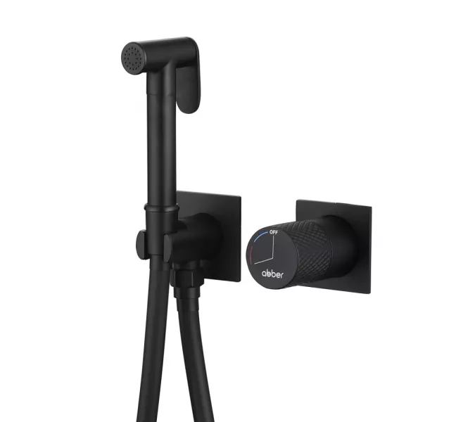 Смеситель ABBER Rund AF8725B с гигиеническим душем, черный матовый, Выбрать цвет: Чёрный