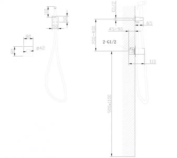 Смеситель ABBER Rund AF8725NG с гигиеническим душем, никель, Выбрать цвет: Никель, изображение 4