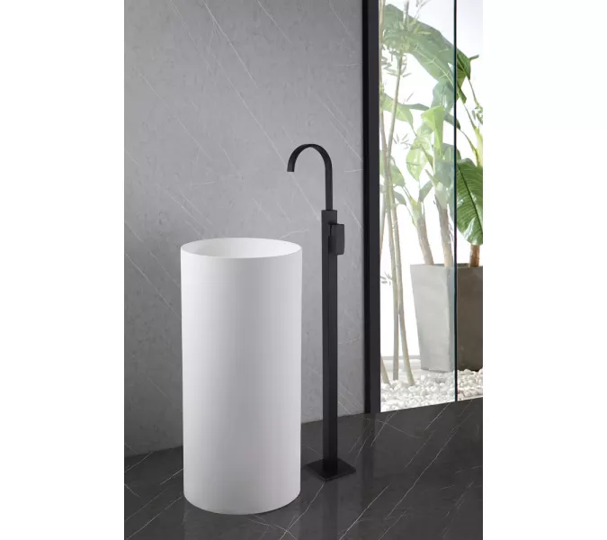 Смеситель ABBER Wasserfall AF8640B напольный для раковины, черный матовый, Выбрать цвет: Чёрный, изображение 2