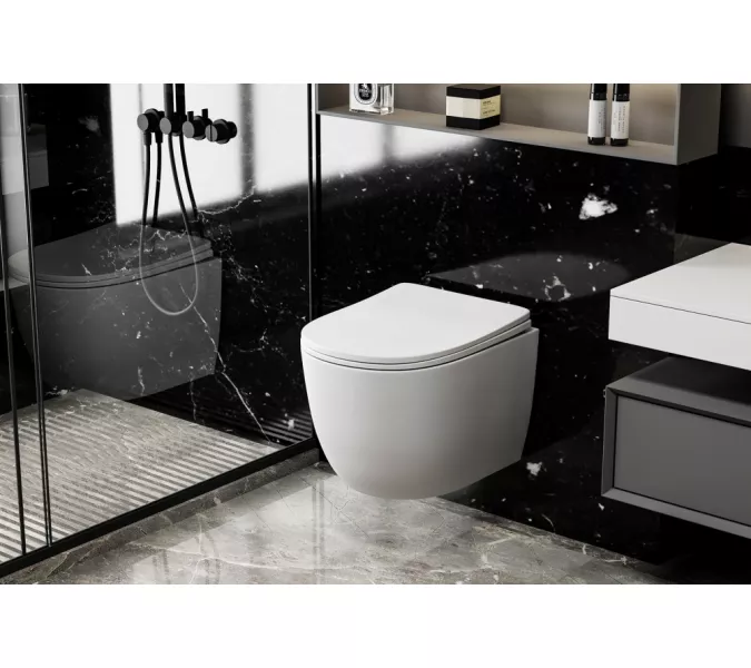 Унитаз ABBER Bequem AC1100MW подвесной белый матовый, безободковый, Выбрать цвет: Белый матовый, изображение 3