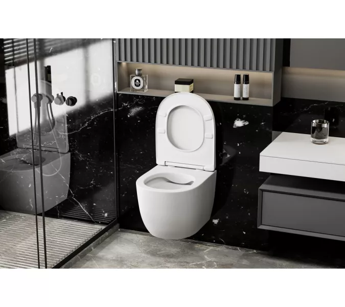 Унитаз ABBER Bequem AC1100MW подвесной белый матовый, безободковый, Выбрать цвет: Белый матовый, изображение 4