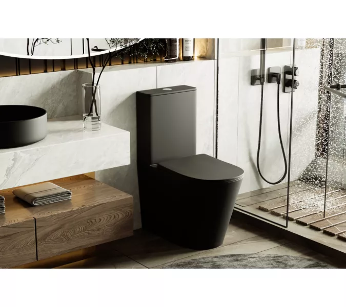 Унитаз ABBER Bequem AC1112TMB компакт черный матовый, безободковый, Выбрать цвет: Черный матовый, изображение 2