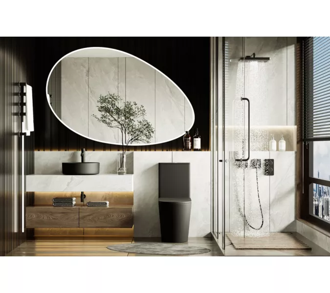 Унитаз ABBER Bequem AC1112TMB компакт черный матовый, безободковый, Выбрать цвет: Черный матовый, изображение 3