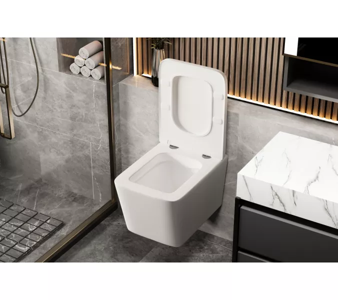 Унитаз ABBER Rechteck AC1201MW подвесной белый матовый, безободковый, Выбрать цвет: Белый матовый, изображение 4