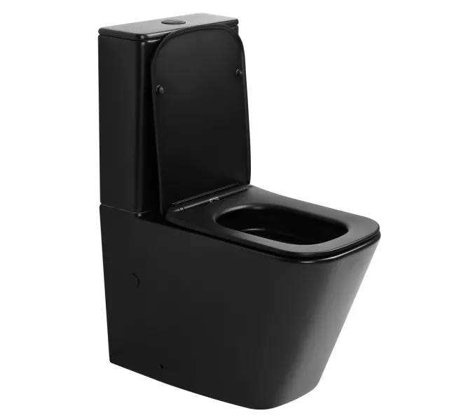 Унитаз ABBER Rechteck AC1210TMB компакт черный матовый, безободковый, смыв торнадо, Выбрать цвет: Черный матовый, изображение 4