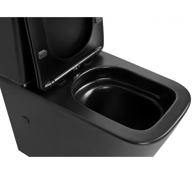 Унитаз ABBER Rechteck AC1210TMB компакт черный матовый, безободковый, смыв торнадо, Выбрать цвет: Черный матовый, изображение 6