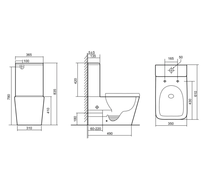 Унитаз ABBER Rechteck AC1210TMB компакт черный матовый, безободковый, смыв торнадо, Выбрать цвет: Черный матовый, изображение 9