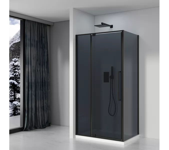 Душевое ограждение Black&White S818 BG, Цвет стекла: тонированное, Цвет профиля: Черный, Выбрать размер: 100х80