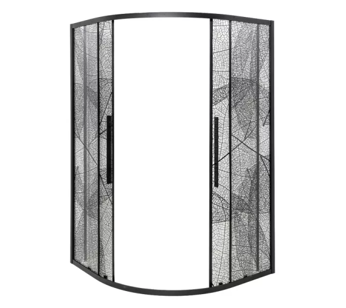 Душевое ограждение HB90 DTO четверть круга, Цвет стекла: с рисунком, Цвет профиля: Черный, Выбрать размер: 90х90, изображение 3