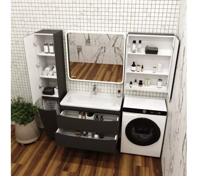 Подвесной шкаф  Style Line "Бергамо мини 60" Люкс антискрейтч черный, PLUS, Выбрать цвет: Черный, изображение 3