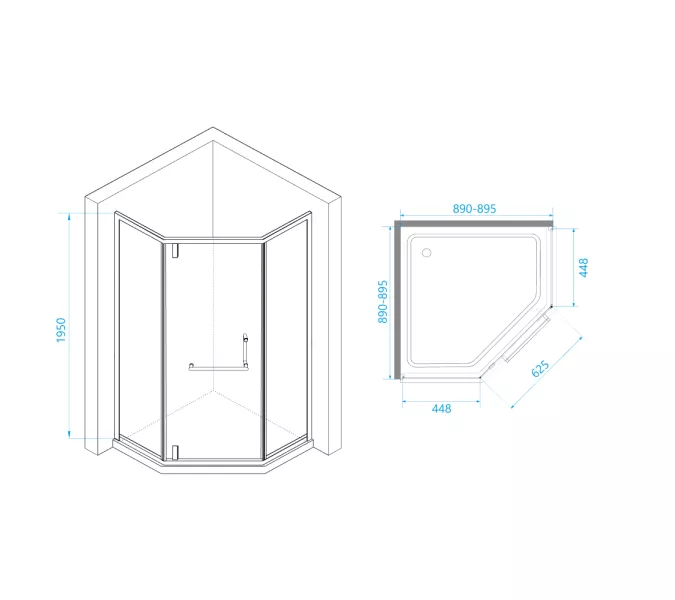 Душевой уголок RGW HO-084B, Цвет стекла: матовое-сатинат, Цвет профиля (вариация): Черный, Выбрать размер: 90x90, изображение 4
