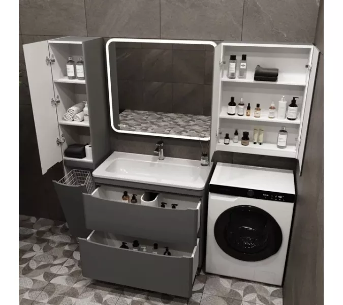 Подвесной шкаф "Бергамо мини 60" Люкс антискрейтч серый, Plus, Выбрать цвет: серый, изображение 5