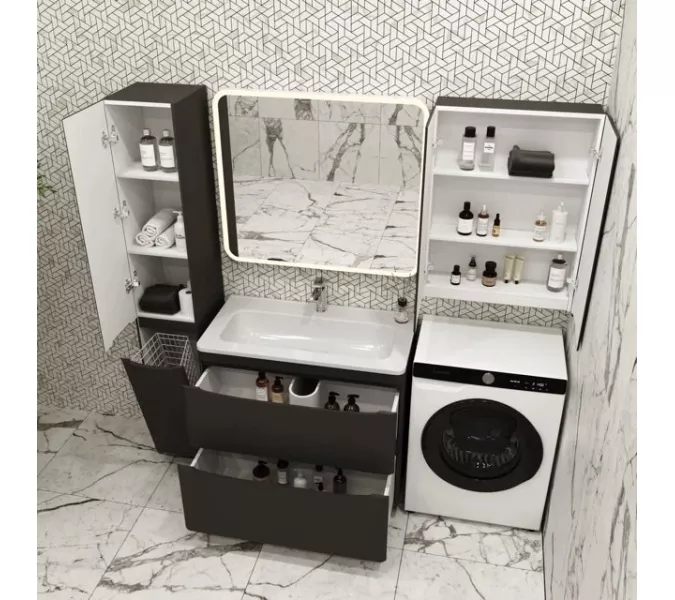 Подвесной шкаф  Style Line "Бергамо мини 60" Люкс антискрейтч черный, PLUS, Выбрать цвет: Черный, изображение 5