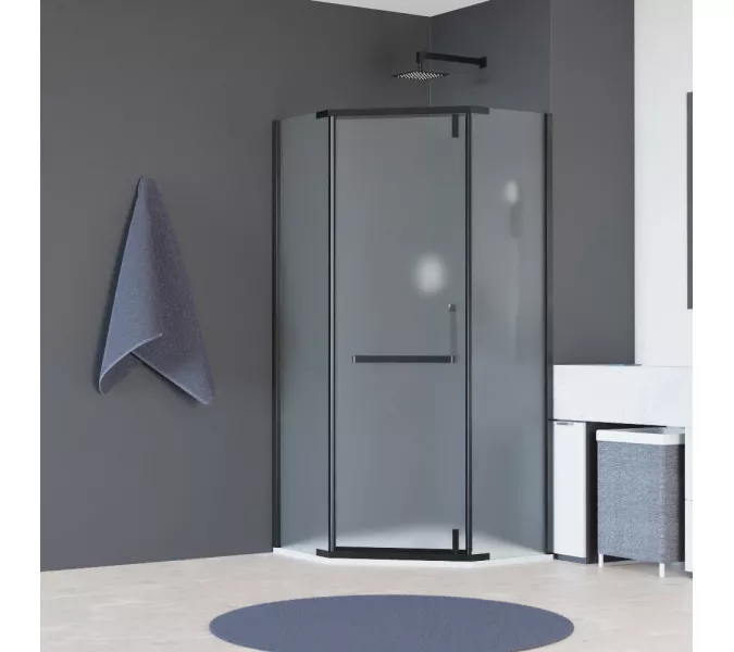 Душевой уголок RGW HO-081B, Цвет стекла: матовое-сатинат, Цвет профиля: Черный, Выбрать размер: 90x90