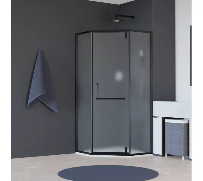Душевой уголок RGW HO-084B, Цвет стекла: матовое-сатинат, Цвет профиля (вариация): Черный, Выбрать размер: 90x90