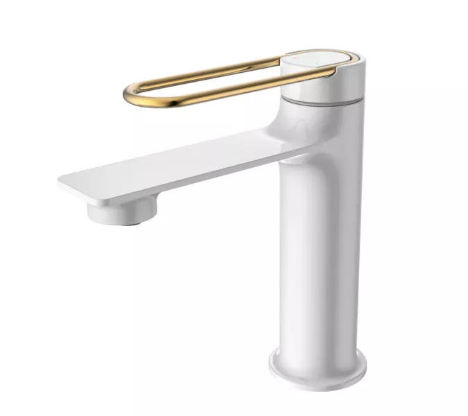 Смеситель для раковины ACWEN JL-11111MW белый/золото, Выбрать цвет: Белый