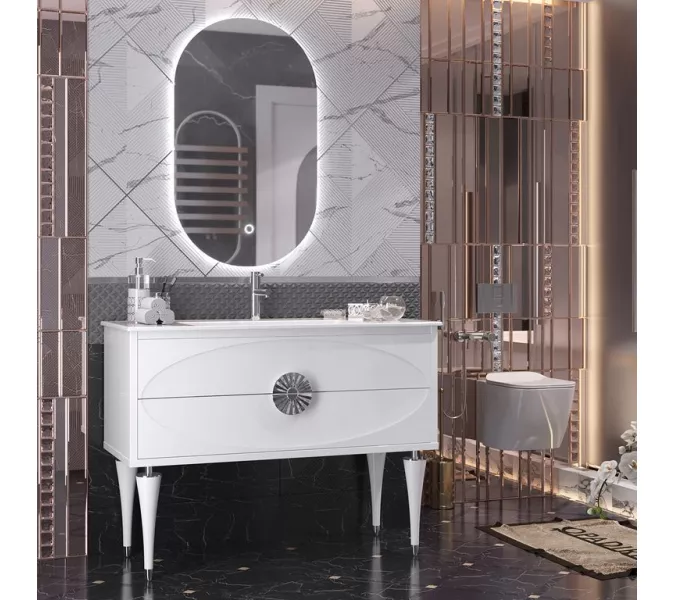 Тумба с раковиной напольная  OPADIRIS Ибица-90 Белый/Хром, Выбрать размер: 90, Выбрать цвет: Белый/хром, изображение 2