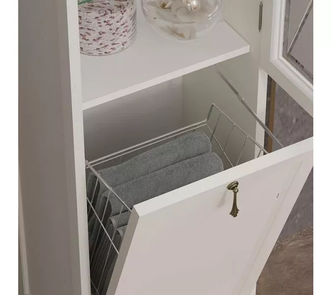 Пенал левый/правый с бельевой корзиной OPADIRIS Борджи слоновая кость, Выбрать цвет: Слоновая кость, Ориентация: Левая, изображение 5