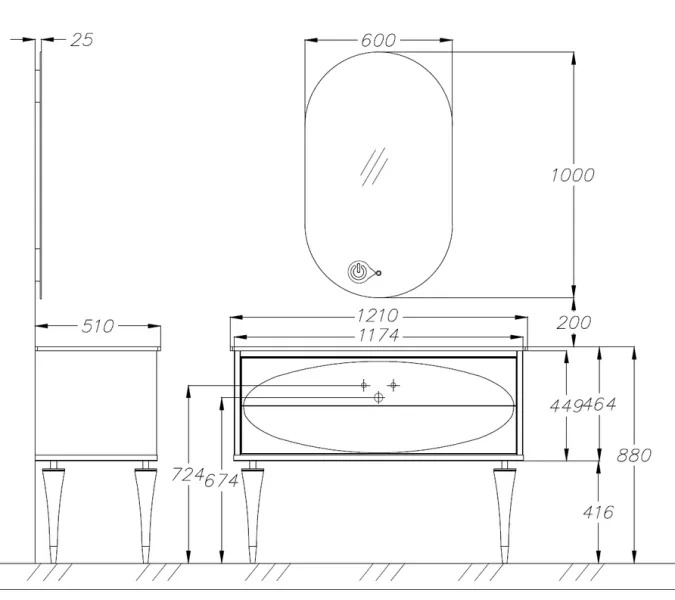 Тумба с раковиной  напольная OPADIRIS Ибица-120 Белый/Хром, Выбрать размер: 120, Выбрать цвет: Белый/хром, изображение 5