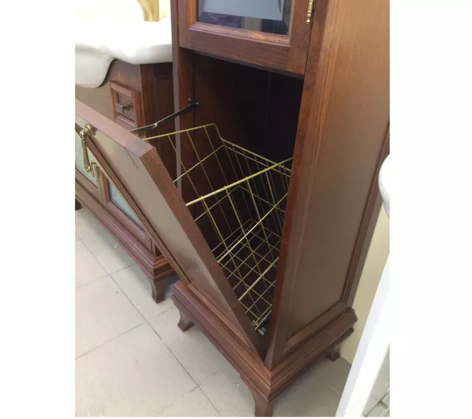 Пенал левый/правый с бельевой корзиной OPADIRIS Борджи светлый орех, Выбрать цвет: Светлый орех, Ориентация: Левая, изображение 7