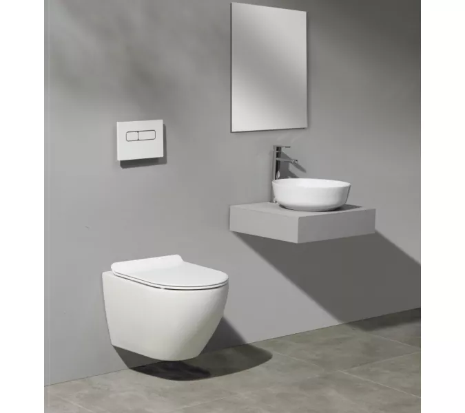 Унитаз подвесной CeramaLux 2197, Выбрать цвет: Белый, изображение 2