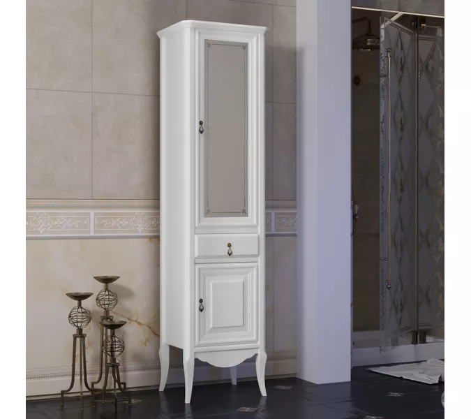 Пенал напольный одностворчатый OPADIRIS Лоренцо левый/правый , белый, Выбрать цвет: Белый, Ориентация: Правая, изображение 2