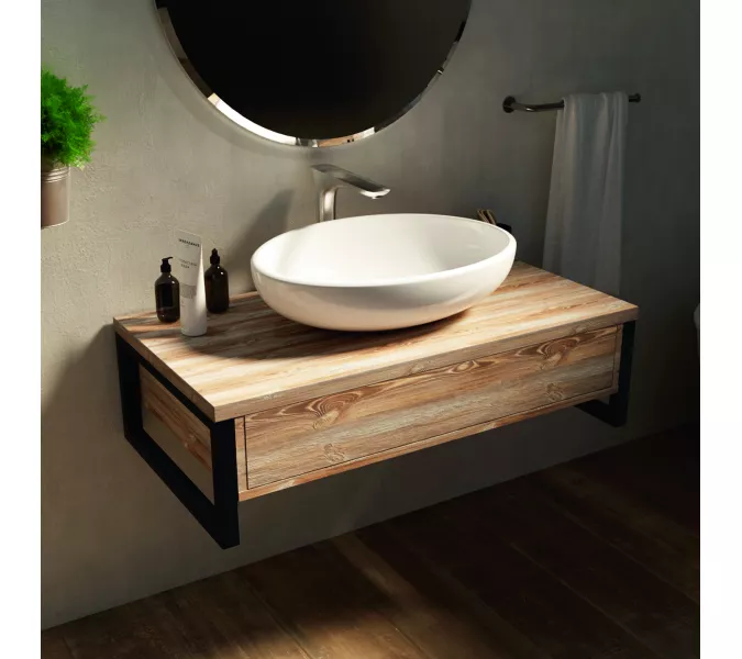 Тумба подвесная 1Marka GRUNGE LOFT дуб намибия, Выбрать цвет: Дуб Намибия, Выбрать размер: 100