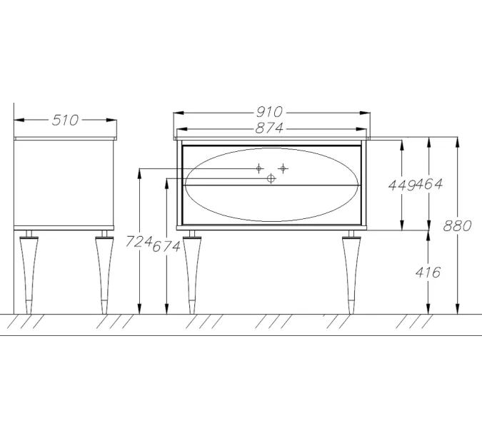 Тумба с раковиной напольная OPADIRIS Ибица-120 Белый/Золото, Выбрать размер: 120, Выбрать цвет: Белый/золото, изображение 6