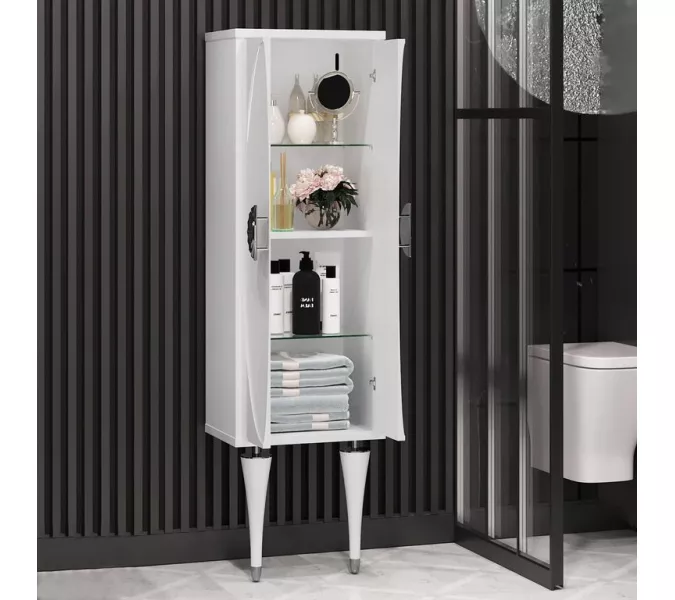 Пенал OPADIRIS  Ибица 2-створчатый  Белый/Хром, Выбрать цвет: Белый/хром, изображение 4