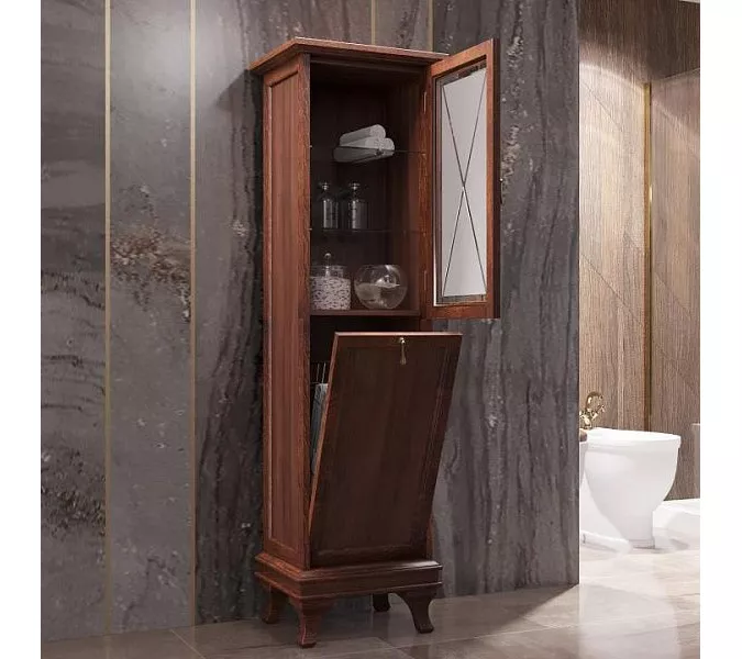 Пенал левый/правый с бельевой корзиной OPADIRIS Борджи светлый орех, Выбрать цвет: Светлый орех, Ориентация: Левая, изображение 4