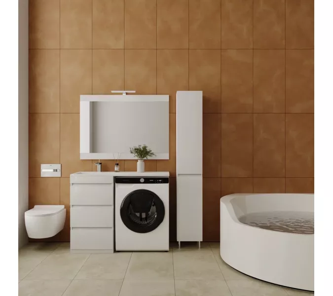 Тумба напольная Style Line "Даллас 110" (3 ящ.) Люкс белая PLUS, изображение 3