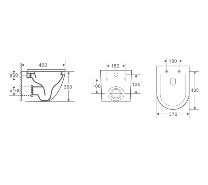 Унитаз подвесной CeramaLux 2197, Выбрать цвет: Белый, изображение 3