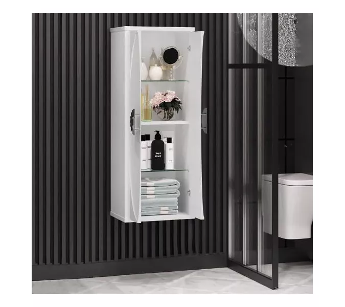 Пенал OPADIRIS  Ибица 2-створчатый  Белый/Хром, Выбрать цвет: Белый/хром, изображение 2