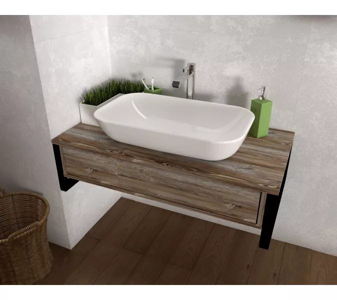 Тумба подвесная 1Marka GRUNGE LOFT дуб намибия, Выбрать цвет: Дуб Намибия, Выбрать размер: 100, изображение 4