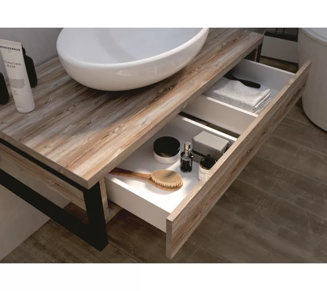 Тумба подвесная 1Marka GRUNGE LOFT дуб намибия, Выбрать цвет: Дуб Намибия, Выбрать размер: 100, изображение 5