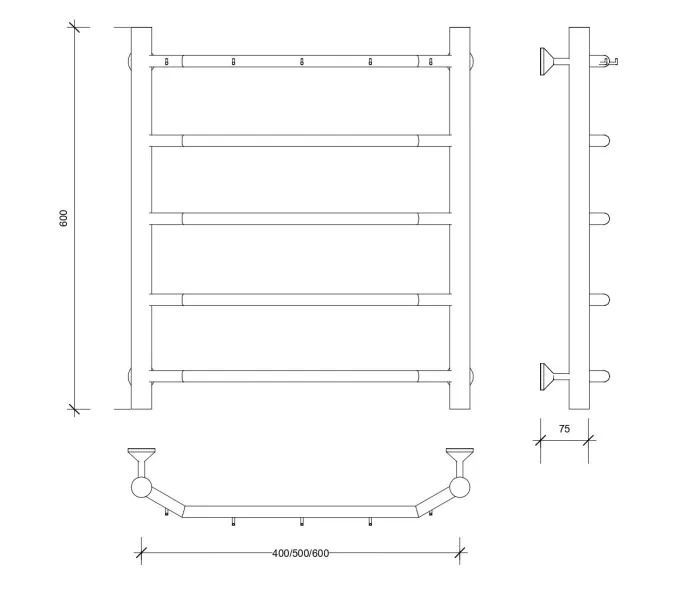 Полотенцесушитель Secado Агата 1 К , с крючками, водяной, хром, Выбрать размер: 40х60, изображение 2